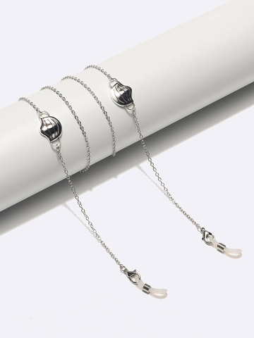 Glasses Chain Metal Anti-slip Mask Lanyard Sunglasses Strap With Mask Shape Charm Silver Color Holder For Women Men