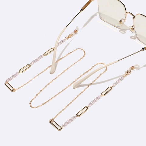 Catenella Occhiali Elegante Metallo Dorato Perla Artificial Sintetica Cordino Antiscivolo Per Occhiali Da Sole Occhiali Da Lettura