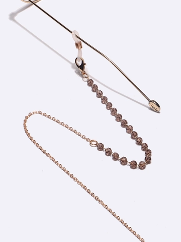 Multifunktionale Metall Brillenette Mit Braunen Facettierten Perlen Anti-Verlust Dekorative Maskenhalter Für Damen