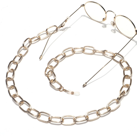 Cadena De Gafas De Metal Dorado Antideslizante Eslabones Ovales Texturizados Cordón Para Gafas De Sol Accesorios De Moda