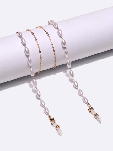 Catena Per Occhiali Elegante Imitazione Perla Artificial Tono Oro Antiscivolo Regolabile Cordino Per Occhiali Da Donna