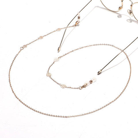 Hollow Rose Flower Glasses Chain Copper Metal Gold Tone Non-slip Eyeglass Lanyard Face Mask Strap For Women Elegant