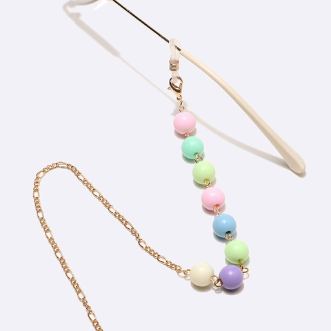 Brillenkette Metall Gold Mit Bunten Perlen Macaron Candy Color Antirutsch Sonnenbrille Halsband Halter Lanyard
