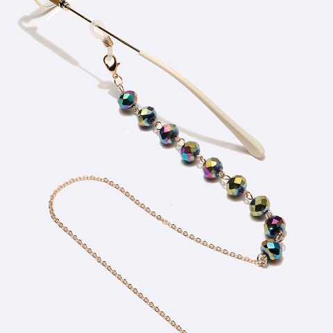 Catena Per Occhiali Cristallo Colorato Maglia Metallo Cordino Antiscivolo Per Occhiali Da Sole Accessori Moda Donna