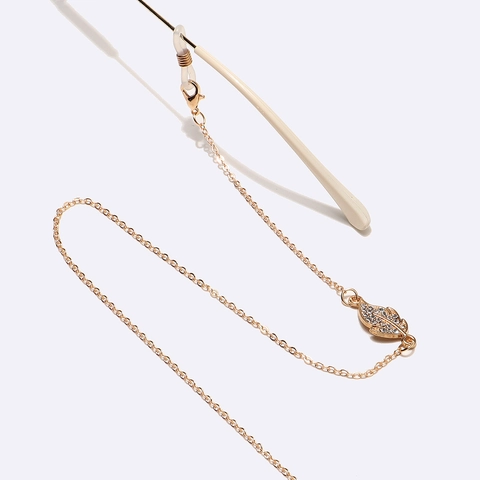 Luxury Gold Plated Copper Rhinestone Leaf Glasses Chain Anti Slip Face Mask Holder Strap Eyewear Decoration Gift For Women
