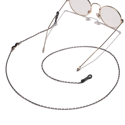 Mustache Pendant Eyewear Chain Metal Link Sunglasses Retainer With Silicone Loops Anti-Slip Decorative Neck Strap
