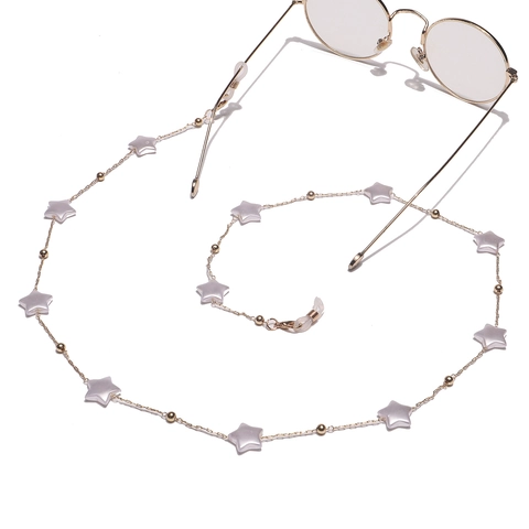 Chaîne De Lunettes Avec Künstliche Perles Étoiles Dorée Métal Cordon Lunettes Antidérapant Support Solaire Mode Accessoire