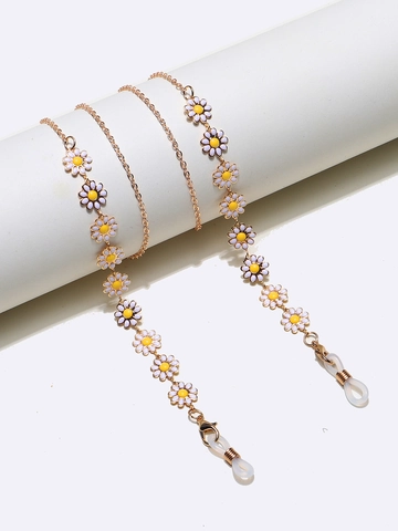 Daisy Flower Glasses Chain Gold Metal Enamel Mask Lanyard Anti-Slip Eyewear Strap Holder Decorative Accessories