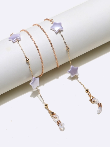 Brillenband Gold Metall Mit Sternperlen Anhänger Rutschfeste Silikonschlaufen Mode Brillen Kette Für Damen