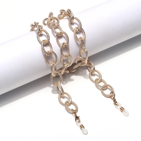 Fashion Aluminum Gold Thick Link Glasses Chain For Women Men Hammered Texture Metal Eyeglass Holder Sunglasses Lanyard Strap Accessory