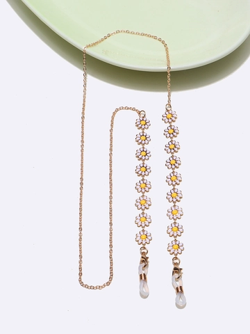 Daisy Flower Glasses Chain Gold Metal Enamel Mask Lanyard Anti-Slip Eyewear Strap Holder Decorative Accessories