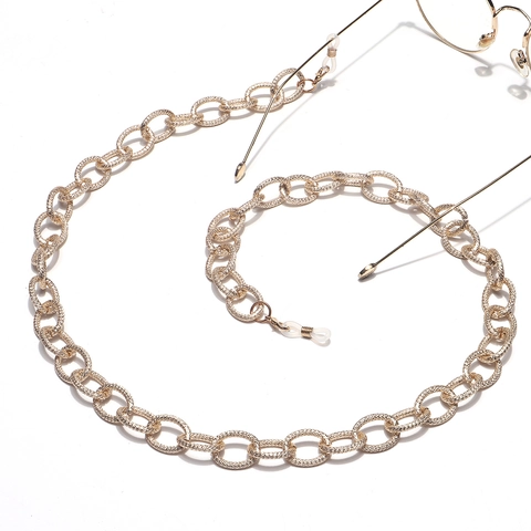 Fashion Aluminum Gold Thick Link Glasses Chain For Women Men Hammered Texture Metal Eyeglass Holder Sunglasses Lanyard Strap Accessory