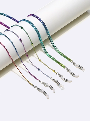 Anti-Slip Copper Glasses Chains Colorful Rainbow Gradient Beads Eyewear Cords For Sunglasses Reading Glasses