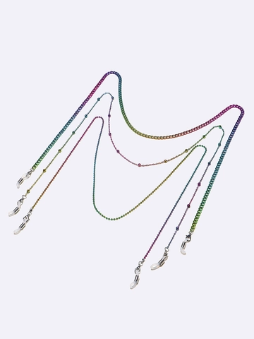 Anti-Slip Copper Glasses Chains Colorful Rainbow Gradient Beads Eyewear Cords For Sunglasses Reading Glasses
