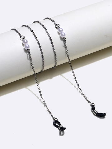 Eyewear Chain Faux Artificial Pearl Decorative Glasses Strap Anti Slip Metal Holder Retro Fashion Sunglasses Lanyard