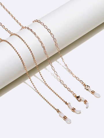 Copper Metal Glasses Chains Non-Slip Eyeglass Lanyards With Silicone Loops Adjustable Eyewear Neck Cord Strap Accessory