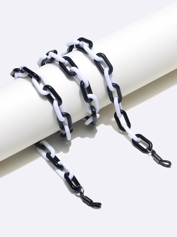 Acrylic Glasses Chain Contrast Black And White Large Link Resin Eyeglass Strap Anti-Drop Non-Slip Holder For Women