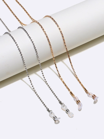 Elegant Copper Beaded And Snake Chain Eyeglasses Chains For Women Non-slip Glasses Strap With Adjustable Silicone Tips