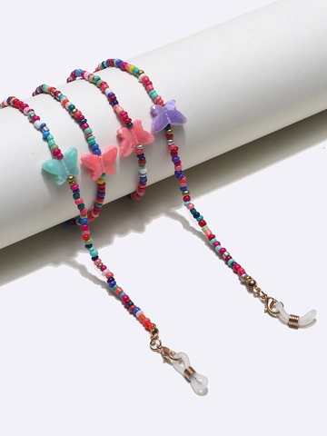 Bunte Perlen Brillenkette Harz Schmetterling Anti Rutsch Maskenband Handgefertigt Mode Brillenband Damen Accessoires