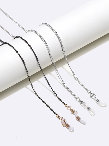 Anti-Slip Eyewear Chains Copper Metal Beaded Neck Strap For Sunglasses Fashion Adjustable Silicone Loops Elegant Decorative Accessory