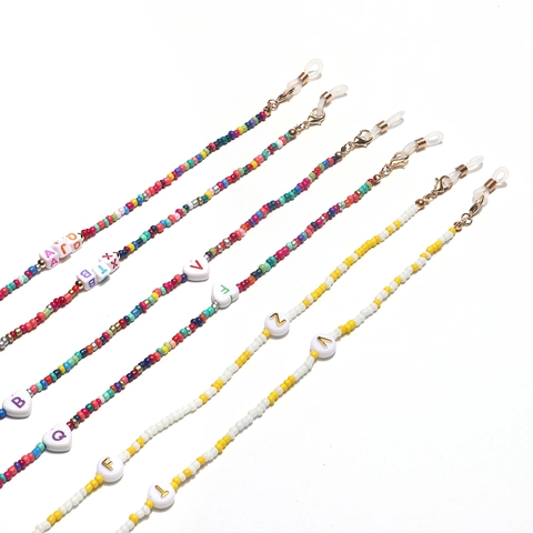 Kleurrijke Kralen Brillenketting Legering Sluiting Letter Hart Kralen Antislip Brillenkoord Nekriem
