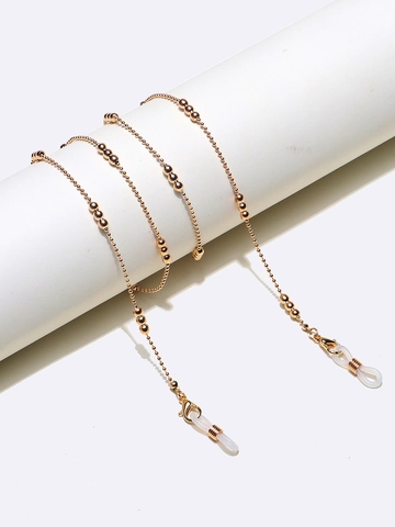 Brillenketting Koper Metaal Kralenketting Antislip Brillenkoord Met Siliconen Lussen Handgemaakt Voor Dames
