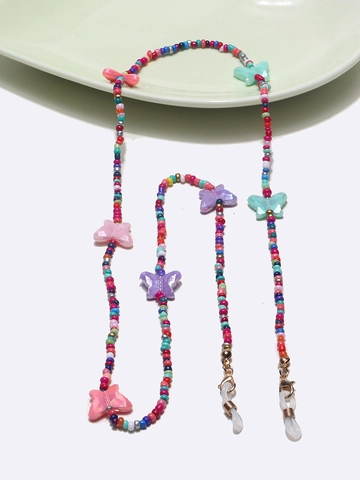 Bunte Perlen Brillenkette Harz Schmetterling Anti Rutsch Maskenband Handgefertigt Mode Brillenband Damen Accessoires