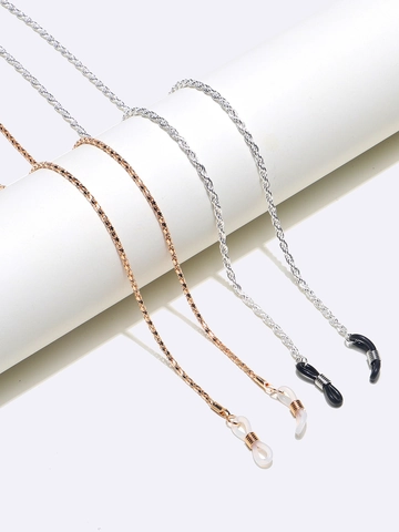 Metal Glasses Chain And Sunglasses Strap Non-Slip Holder Twist Rope Hollow Link Fashion Accessory Adjustable Silicone Loops