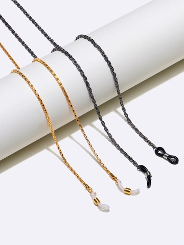 Copper Metal Glasses Chains Gold And Black Eyewear Straps With Adjustable Non Slip Silicone Loops For Women Men