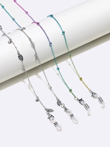 Glasses Chains Copper Leaf Zircon Gradient Beads Lanyards Non Slip Sunglasses Strap Holder For Women Fashion Jewelry