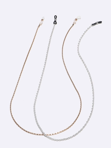 Metal Glasses Chain And Sunglasses Strap Non-Slip Holder Twist Rope Hollow Link Fashion Accessory Adjustable Silicone Loops