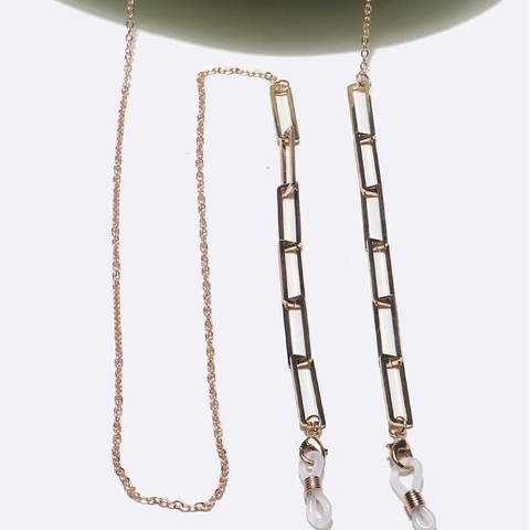 Glasses Chain Geometric Rectangle Copper Metal Fashion Minimalist Mask Lanyard With Silicone Loops