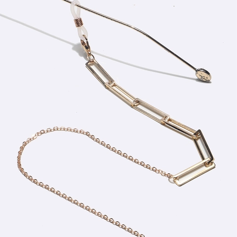Glasses Chain Geometric Rectangle Copper Metal Fashion Minimalist Mask Lanyard With Silicone Loops
