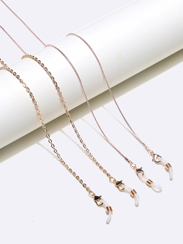 Copper Metal Glasses Chain Non Slip Eyewear Retainer Neck Cord Strap With Silicone Loops Elegant Jewelry For Women Men