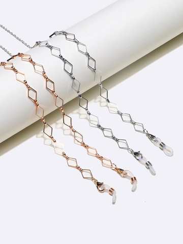 Geometrische Ruit Koperen Brillenkoord Antislip Brillenketting Mode Nekriem Maskerhouder