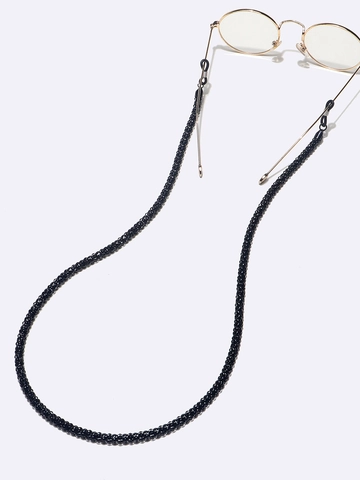 Cordón Para Gafas De Cadena De Metal Con Bucles De Silicona Correa Antideslizante Soporte De Moda Decorativo Cuentas Negras