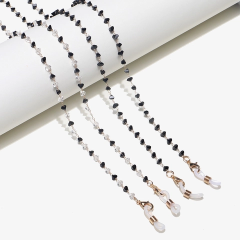 Glasses Chain Copper Metal With Crystal Beads Non-slip Eyewear Strap Holder For Sunglasses And Face Masks