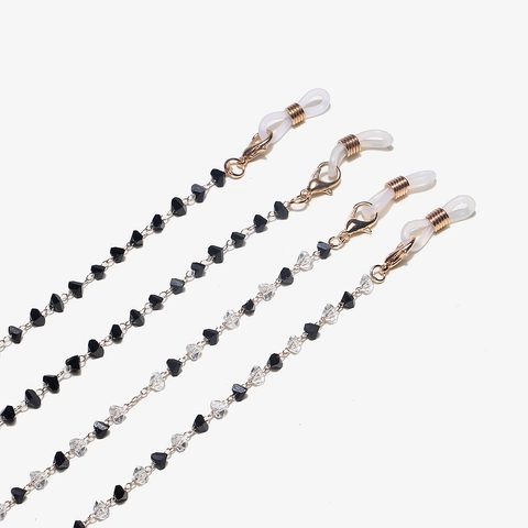 Glasses Chain Copper Metal With Crystal Beads Non-slip Eyewear Strap Holder For Sunglasses And Face Masks