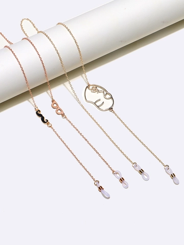 Creative Copper Glasses Chains With Mustache And Human Face Outline Charms Anti Slip Eyewear Straps Gold Novelty