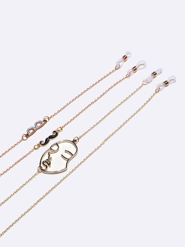 Creative Copper Glasses Chains With Mustache And Human Face Outline Charms Anti Slip Eyewear Straps Gold Novelty