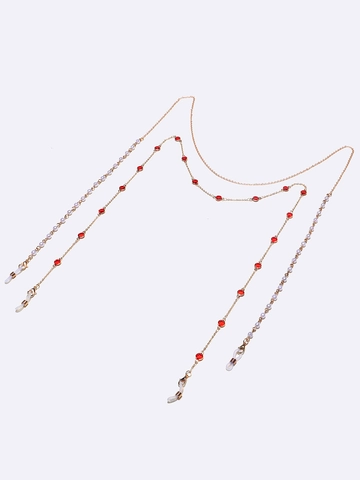 Catene Per Occhiali In Lega Di Rame Con Künstliche Perle Bianche E Perline Di Vetro Rosse Cordino Per Occhiali Antiscivolo Decorativo