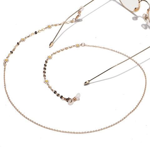 Daisy Flower Glasses Chain Alloy Metal Anti-Slip Eyewear Lanyard For Women Decorative Mask Holder Strap Floral Style