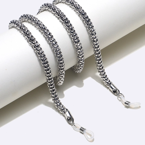 Anti-Slip Metal Eyeglasses Chain Silver Corn Bead Strap Cord Holder For Sunglasses Reading Glasses Decorative Accessory