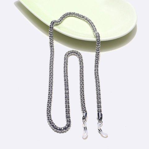 Anti-Slip Metal Eyeglasses Chain Silver Corn Bead Strap Cord Holder For Sunglasses Reading Glasses Decorative Accessory
