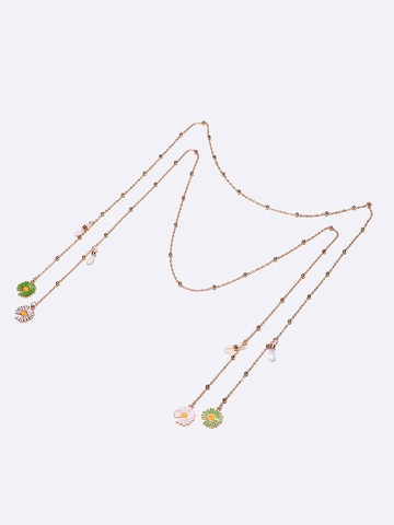 Daisy Flower Glasses Chains Copper Metal Non Slip Gold Plated Eyewear Lanyards Women Anti Lost Holders Adjustable Silicone Loops