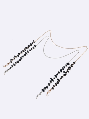 Anti Slip Glasses Chain Mask Lanyard Copper Metal Natural Black Stone Beaded Strap For Eyewear Sunglasses Fashion Neck Cord