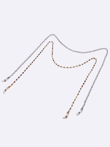 Copper Metal Glasses Chain Lanyard With Faux Artificial Pearl And Rhinestone Non Slip Adjustable Decorative Mask Holder Straps