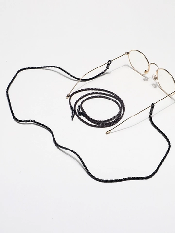 Braided PU Leather Eyeglasses Chain Non-Slip Sunglasses Strap Neck Cord For Men Women Adjustable Silicone Ends Twist