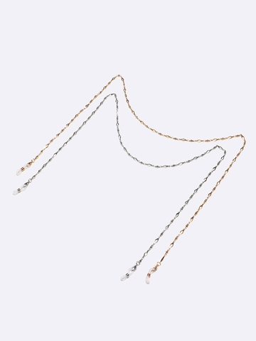 Ruitvormige Holle Koperen Kralen Brillenketting Antislip Brillenkoord Met Siliconen Lussen Goud Zilver Metaal