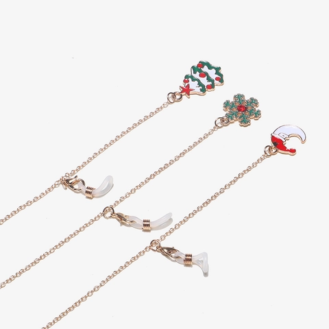 Copper Glasses Chains Christmas Santa Claus Snowflake And Tree Anti Slip Eyewear Lanyards Holders For Women Girls